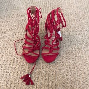 Charlotte Russe Hot Pink Lace Up Heels